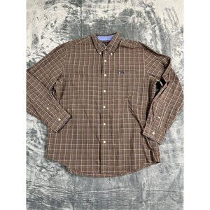 Chaps Mens Brown Plaid Long Sleeve Button-Down Shirt XL Cotton Blend Casual